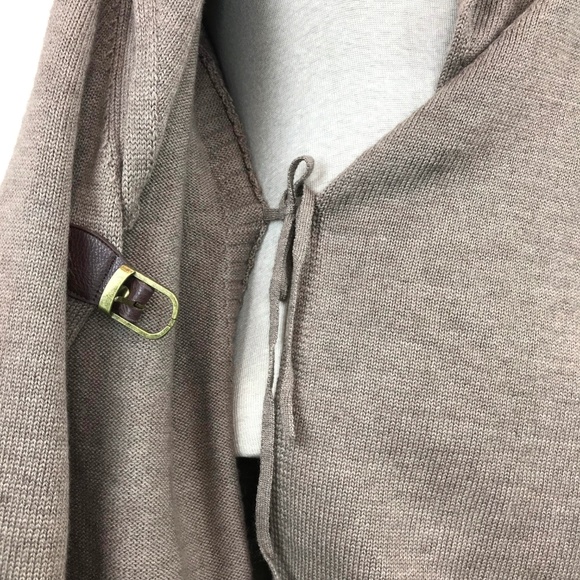 Cynthia Rowley Long Tan Merino Wool Wrap Sweater L - Picture 5 of 6